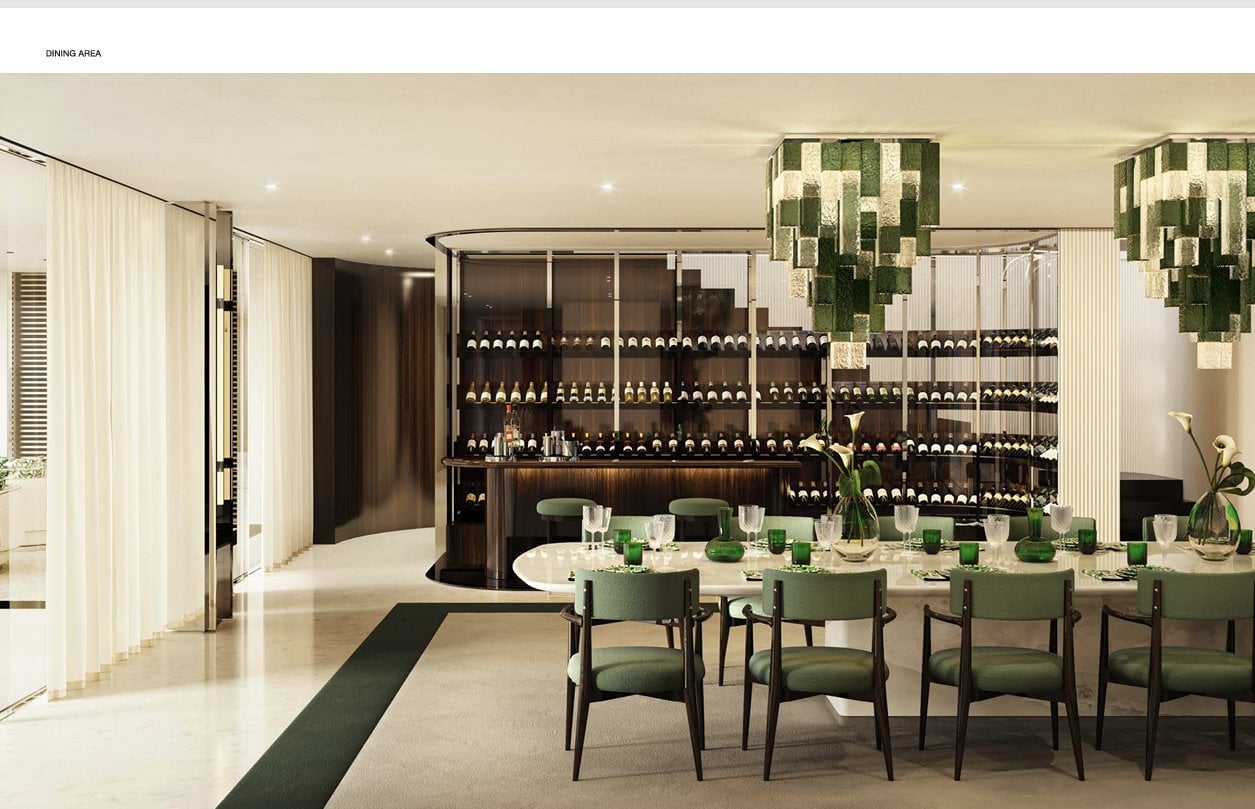 Dining area with wine cellar