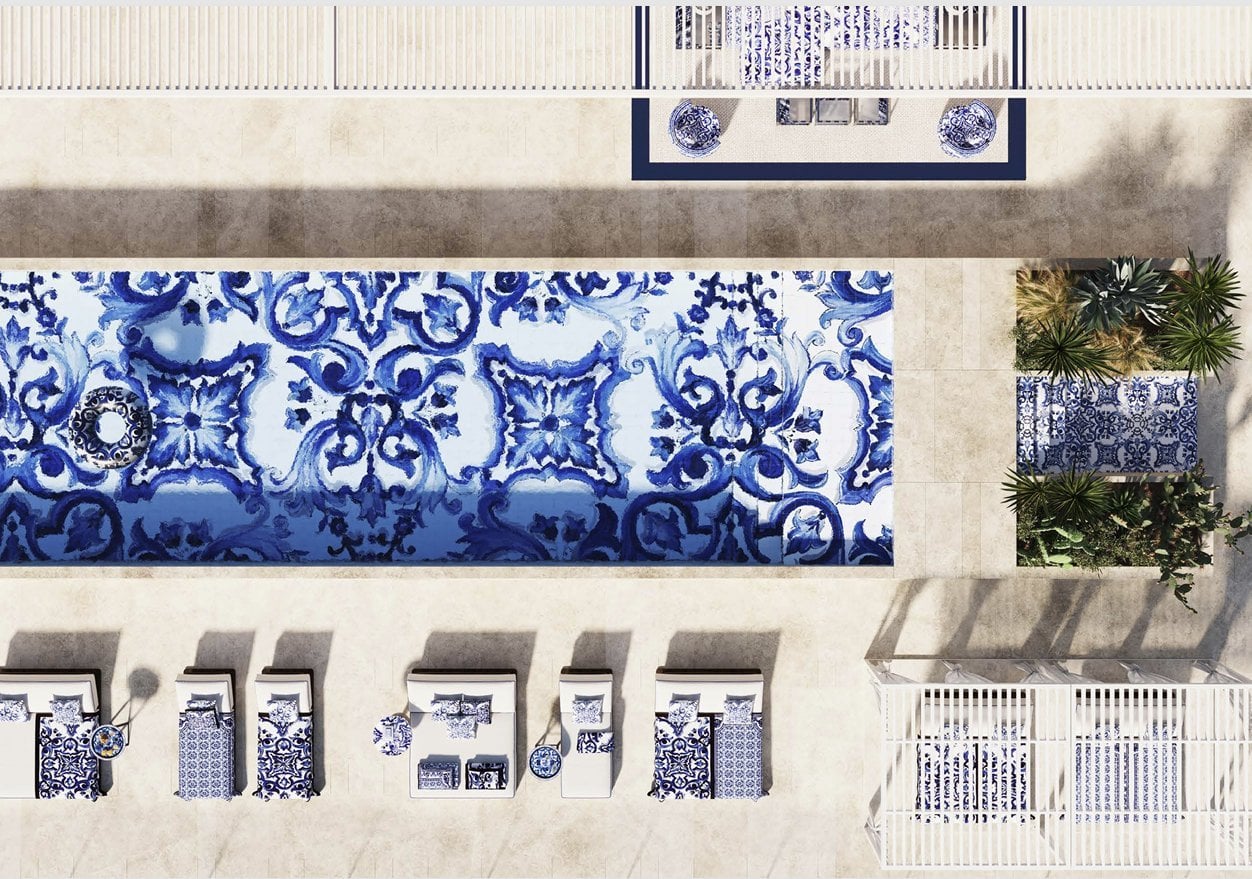 Terrass med panoramautsikt vid solnedgång