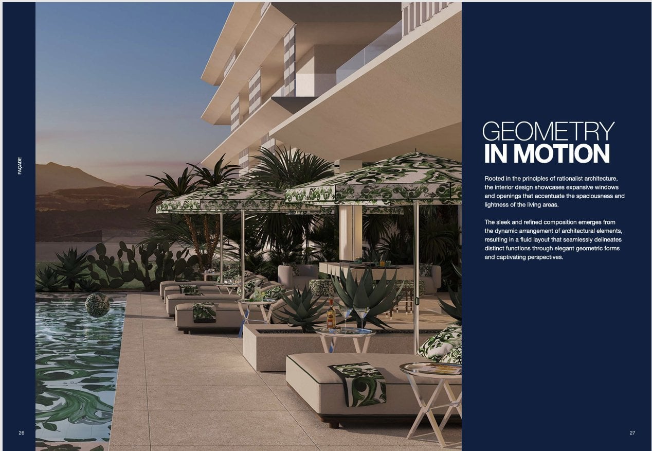 Façade with pool area and D&G parasols